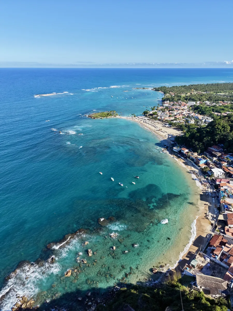 Vista aérea das praias de Morro de São Paulo, Bahia